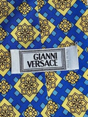 Gianni Versace lyellow & blue colours all silk tie made in Italy 🇮🇹 NWOT